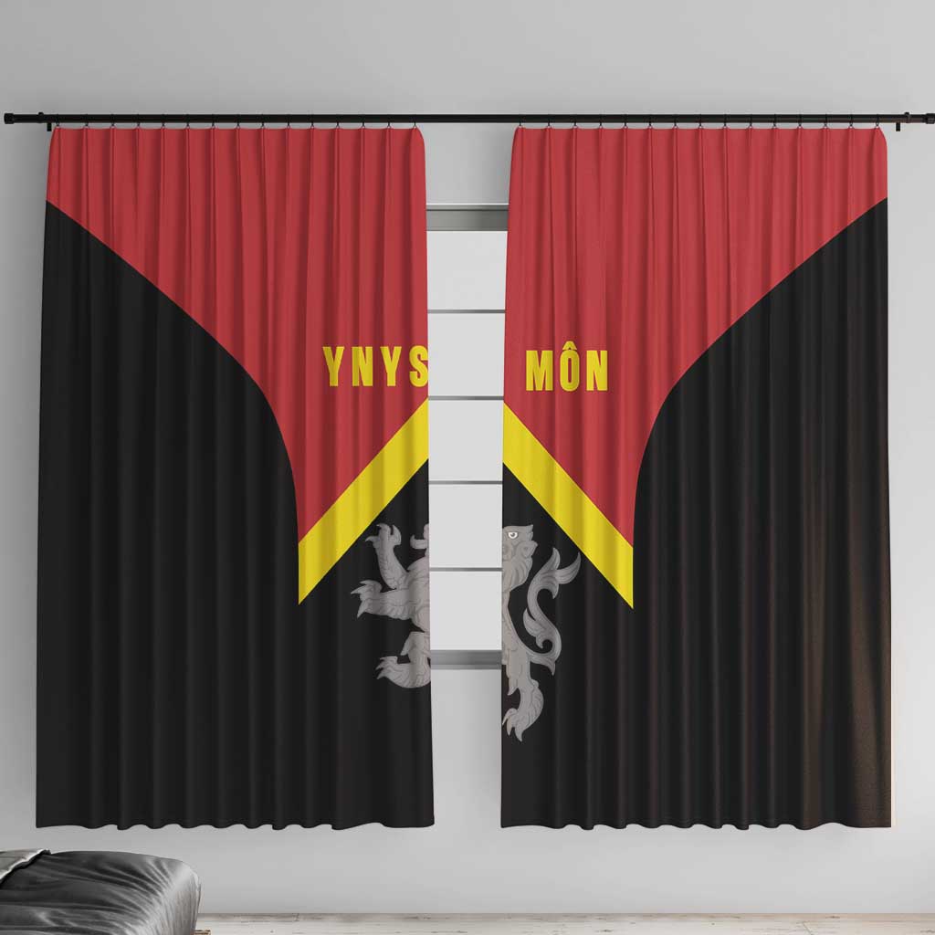 Anglesey Wales Window Curtain Ynys Mon Welsh Lion Flag Design - Wonder Print Shop