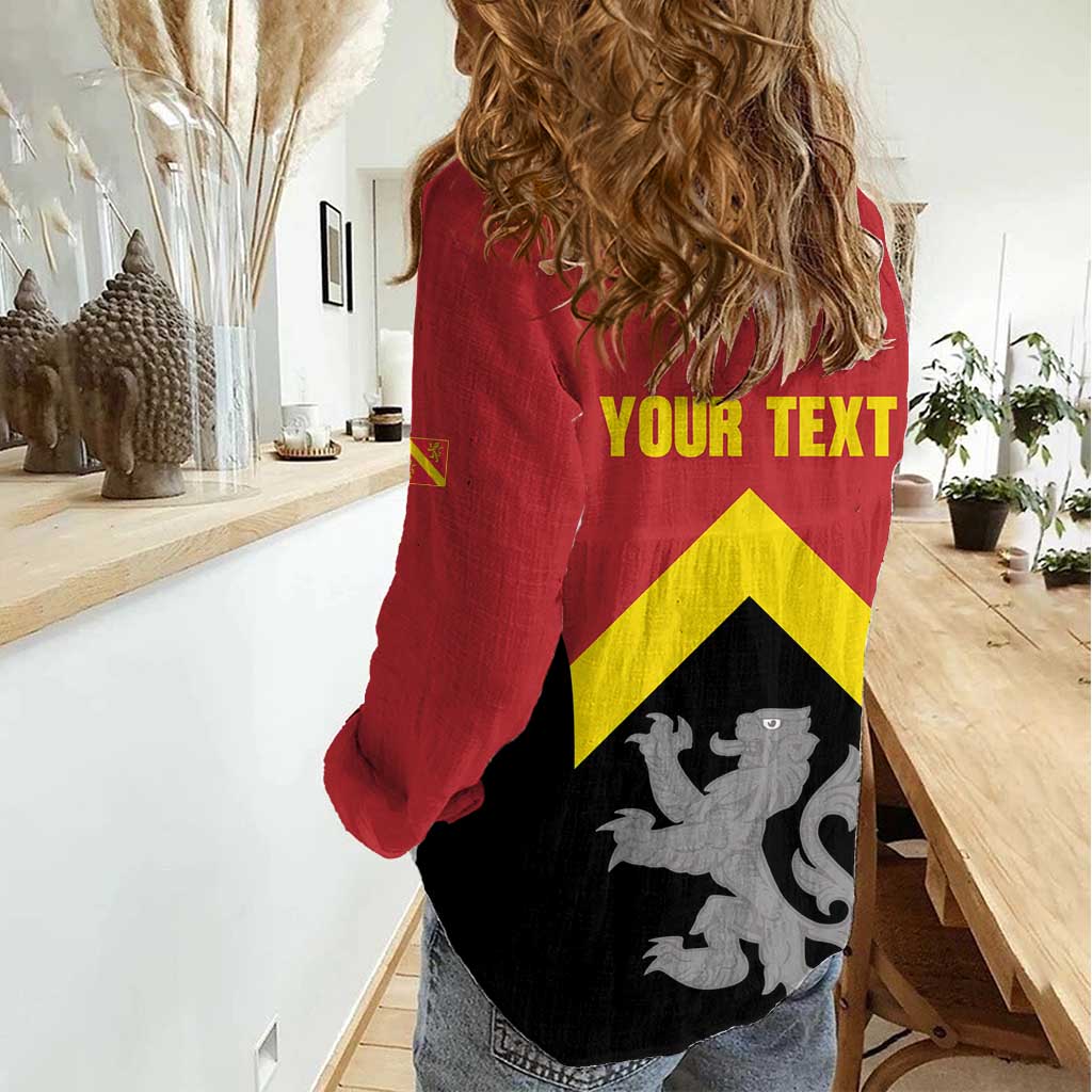 Personalised Anglesey Wales Women Casual Shirt Ynys Mon Welsh Lion Flag Design - Wonder Print Shop