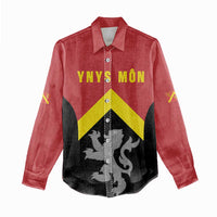 Personalised Anglesey Wales Women Casual Shirt Ynys Mon Welsh Lion Flag Design - Wonder Print Shop
