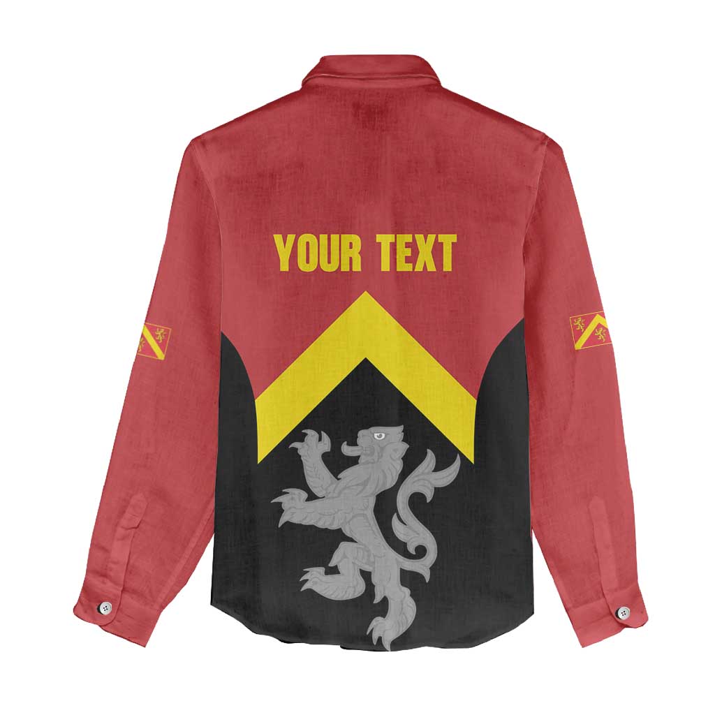 Personalised Anglesey Wales Women Casual Shirt Ynys Mon Welsh Lion Flag Design - Wonder Print Shop