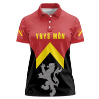 Personalised Anglesey Wales Women Polo Shirt Ynys Mon Welsh Lion Flag Design - Wonder Print Shop
