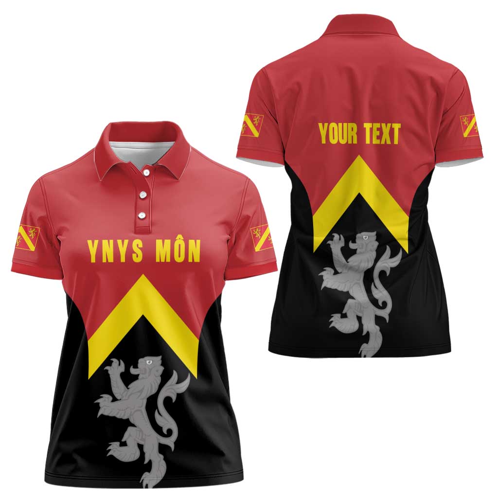 Personalised Anglesey Wales Women Polo Shirt Ynys Mon Welsh Lion Flag Design - Wonder Print Shop
