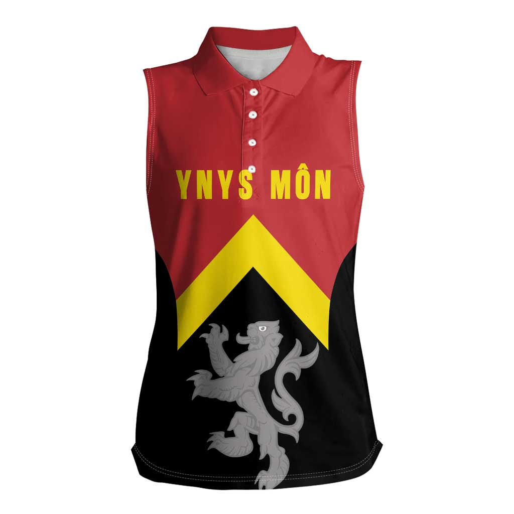 Personalised Anglesey Wales Women Sleeveless Polo Shirt Ynys Mon Welsh Lion Flag Design - Wonder Print Shop
