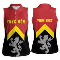 Personalised Anglesey Wales Women Sleeveless Polo Shirt Ynys Mon Welsh Lion Flag Design - Wonder Print Shop