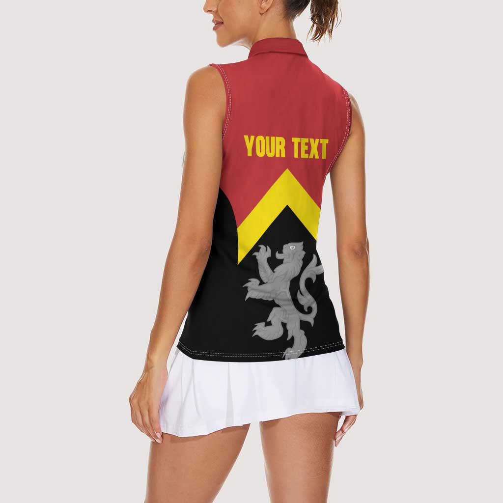 Personalised Anglesey Wales Women Sleeveless Polo Shirt Ynys Mon Welsh Lion Flag Design - Wonder Print Shop