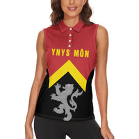 Personalised Anglesey Wales Women Sleeveless Polo Shirt Ynys Mon Welsh Lion Flag Design - Wonder Print Shop