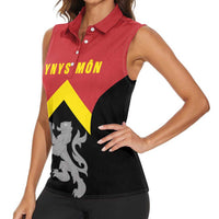 Personalised Anglesey Wales Women Sleeveless Polo Shirt Ynys Mon Welsh Lion Flag Design - Wonder Print Shop