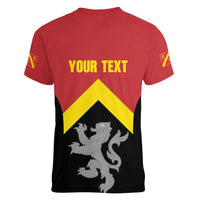 Personalised Anglesey Wales Women V-Neck T-Shirt Ynys Mon Welsh Lion Flag Design - Wonder Print Shop