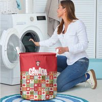 Canada Football Laundry Basket Patchwork Icons and Maple Leaf Pattern - Wonder Print Shop
