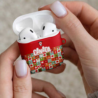 Canada Football AirPods Case Patchwork Icons and Maple Leaf Pattern - Wonder Print Shop