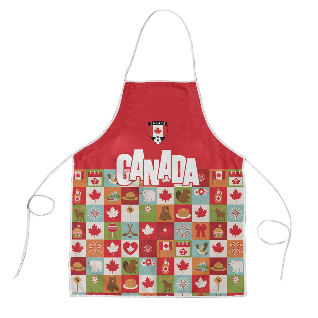 Canada Football Apron Patchwork Icons and Maple Leaf Pattern - Wonder Print Shop