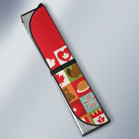 Canada Football Auto Sun Shade Patchwork Icons and Maple Leaf Pattern - Wonder Print Shop
