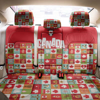 Canada Football Back Car Seat Cover Patchwork Icons and Maple Leaf Pattern - Wonder Print Shop