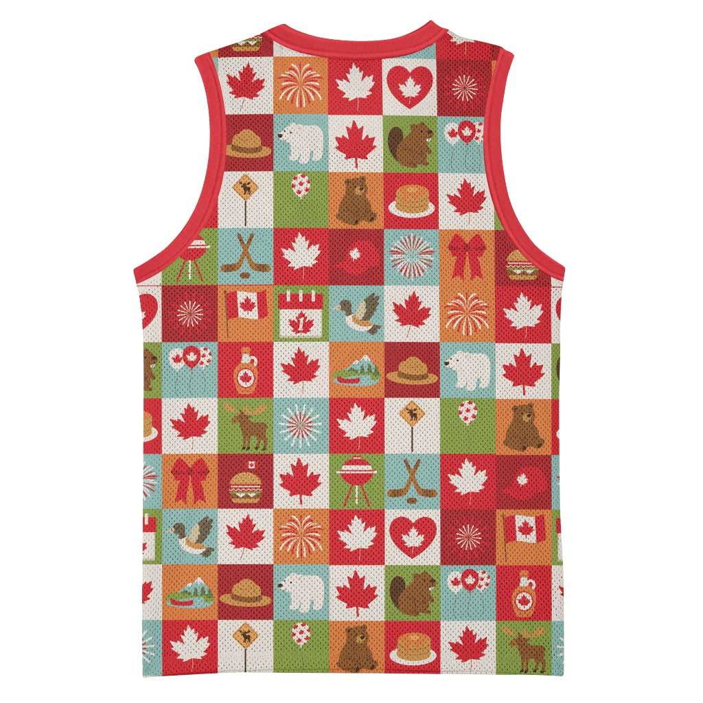 Canada Football Basketball Jersey Patchwork Icons and Maple Leaf Pattern - Wonder Print Shop