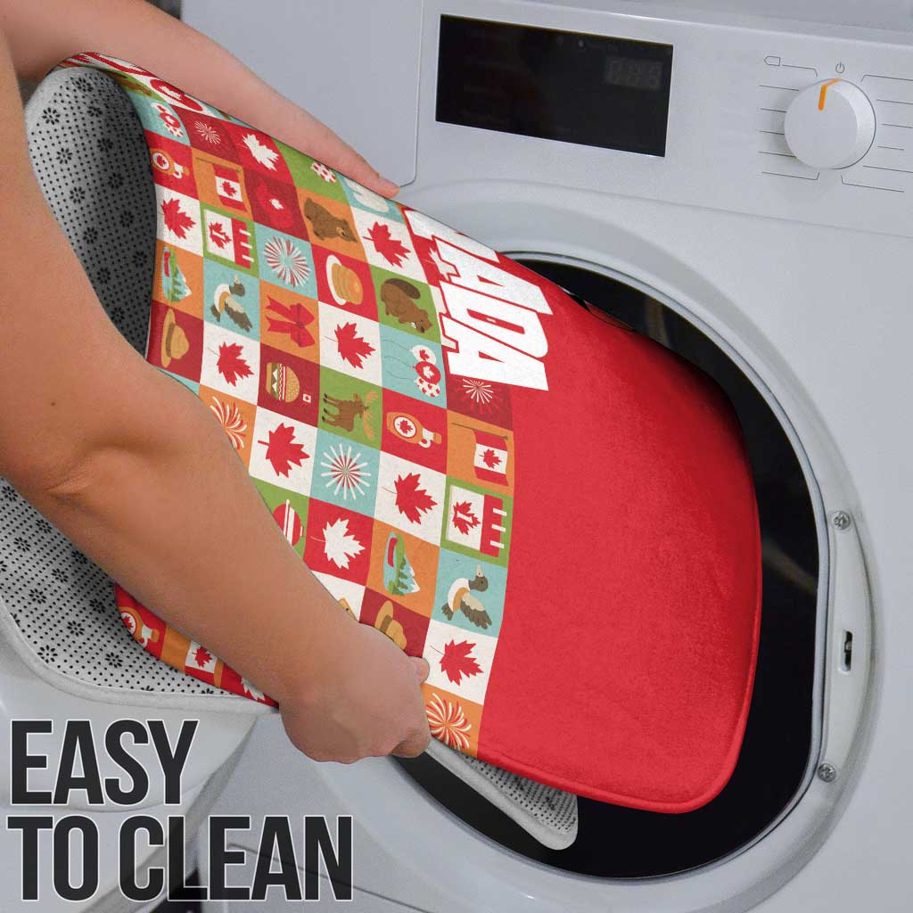 Canada Football Bathroom Set Patchwork Icons and Maple Leaf Pattern - Wonder Print Shop