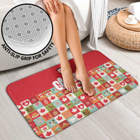 Canada Football Bathroom Set Patchwork Icons and Maple Leaf Pattern - Wonder Print Shop
