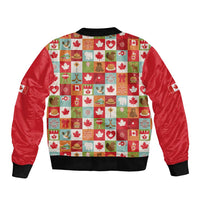 Canada Football Bomber Jacket Patchwork Icons and Maple Leaf Pattern - Wonder Print Shop