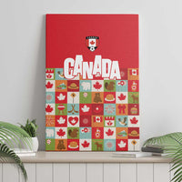 Canada Football Canvas Wall Art Patchwork Icons and Maple Leaf Pattern - Wonder Print Shop
