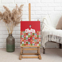 Canada Football Canvas Wall Art Patchwork Icons and Maple Leaf Pattern - Wonder Print Shop