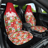 Canada Football Car Seat Cover Patchwork Icons and Maple Leaf Pattern - Wonder Print Shop