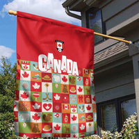 Canada Football Garden Flag Patchwork Icons and Maple Leaf Pattern - Wonder Print Shop