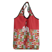 Canada Football Grocery Bag Patchwork Icons and Maple Leaf Pattern - Wonder Print Shop