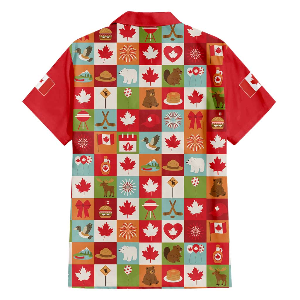 Canada Football Hawaiian Shirt Patchwork Icons and Maple Leaf Pattern - Wonder Print Shop