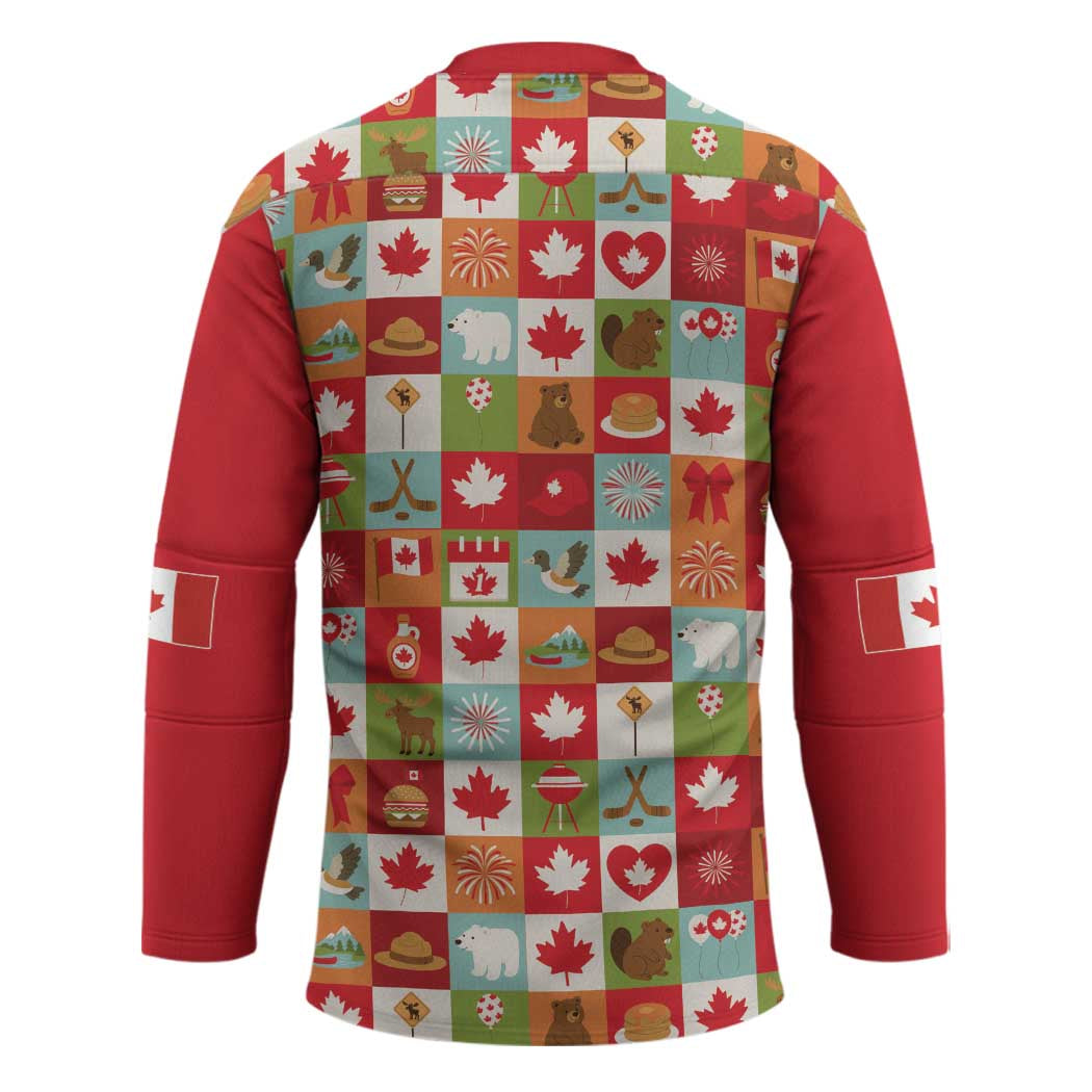 Canada Football Hockey Jersey Patchwork Icons and Maple Leaf Pattern - Wonder Print Shop