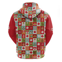 Canada Football Hoodie Patchwork Icons and Maple Leaf Pattern - Wonder Print Shop