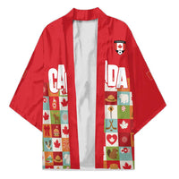 Canada Football Kimono Patchwork Icons and Maple Leaf Pattern - Wonder Print Shop