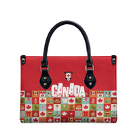 Canada Football Leather Bag Patchwork Icons and Maple Leaf Pattern - Wonder Print Shop