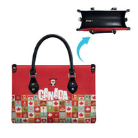 Canada Football Leather Bag Patchwork Icons and Maple Leaf Pattern - Wonder Print Shop