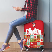 Canada Football Luggage Cover Patchwork Icons and Maple Leaf Pattern - Wonder Print Shop