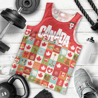 Canada Football Men Tank Top Patchwork Icons and Maple Leaf Pattern - Wonder Print Shop