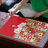 Canada Football Puzzle Patchwork Icons and Maple Leaf Pattern - Wonder Print Shop