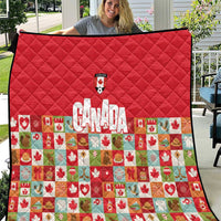 Canada Football Quilt Patchwork Icons and Maple Leaf Pattern - Wonder Print Shop