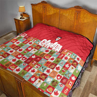 Canada Football Quilt Patchwork Icons and Maple Leaf Pattern - Wonder Print Shop