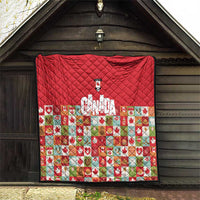 Canada Football Quilt Patchwork Icons and Maple Leaf Pattern - Wonder Print Shop