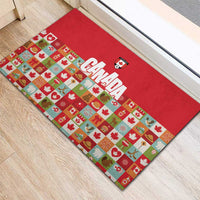 Canada Football Rubber Doormat Patchwork Icons and Maple Leaf Pattern - Wonder Print Shop