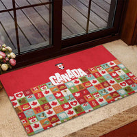 Canada Football Rubber Doormat Patchwork Icons and Maple Leaf Pattern - Wonder Print Shop