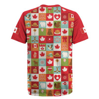 Canada Football Rugby Jersey Patchwork Icons and Maple Leaf Pattern - Wonder Print Shop