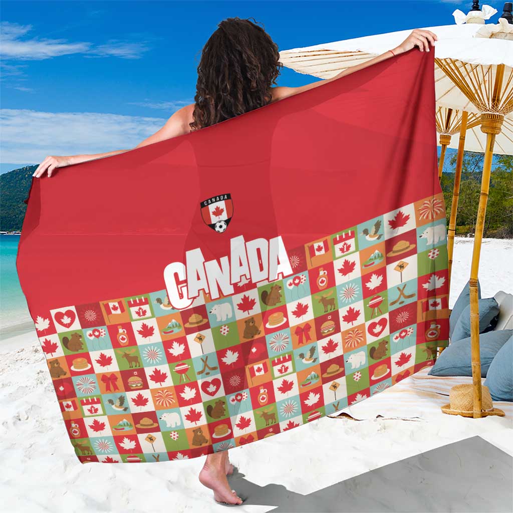 Canada Football Sarong Patchwork Icons and Maple Leaf Pattern - Wonder Print Shop