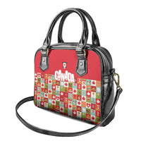 Canada Football Shoulder Handbag Patchwork Icons and Maple Leaf Pattern - Wonder Print Shop