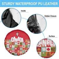 Canada Football Spare Tire Cover Patchwork Icons and Maple Leaf Pattern - Wonder Print Shop