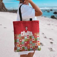 Canada Football Tote Bag Patchwork Icons and Maple Leaf Pattern - Wonder Print Shop