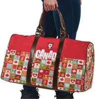 Canada Football Travel Bag Patchwork Icons and Maple Leaf Pattern - Wonder Print Shop
