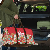 Canada Football Travel Bag Patchwork Icons and Maple Leaf Pattern - Wonder Print Shop