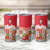 Canada Football Tumbler Cup Patchwork Icons and Maple Leaf Pattern - Wonder Print Shop