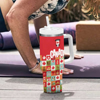 Canada Football Tumbler With Handle Patchwork Icons and Maple Leaf Pattern - Wonder Print Shop