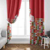 Canada Football Window Curtain Patchwork Icons and Maple Leaf Pattern - Wonder Print Shop